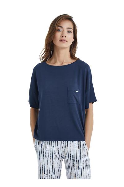 Blackspade Γυναικείο σετ πιτζάμες με κοντό μανίκι Navy Blue Lenzing Micro Modal C2T7N3O15