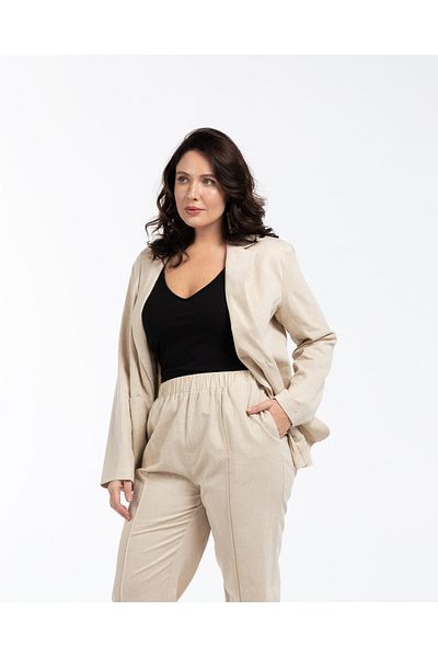 LUOKK Pia Carrot Linen Trousers with Elastic Waist