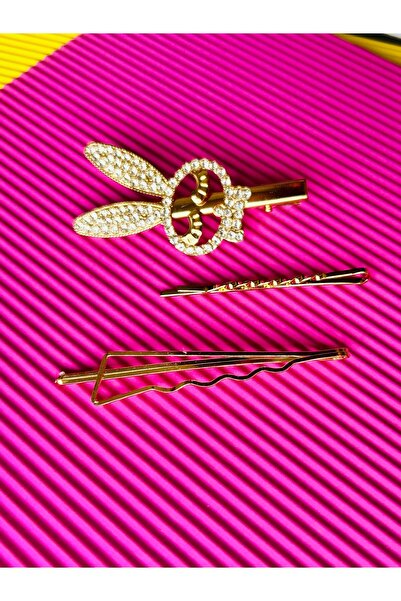 Sibelon 3-Piece Stoned Collet Snap Side Buckle Set Rabbit Figure