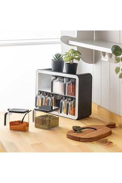 Begin Power 9-Piece Spice Bowl Set with Stand, Spoon and Lid