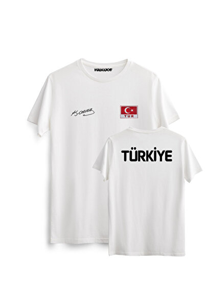 hakuof Tricou cu design special semnat Atatürk din Turcia (original cu steagu...