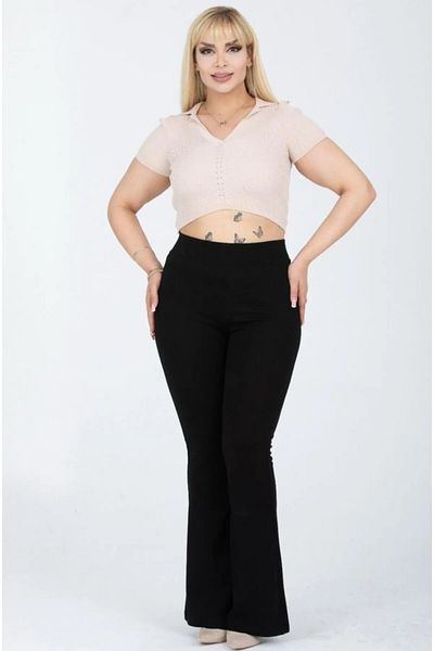 Livik Pantaloni de damă cu talie înaltă, extra negru, cu talie înaltă, cu picior spaniol, pantaloni de scufundare