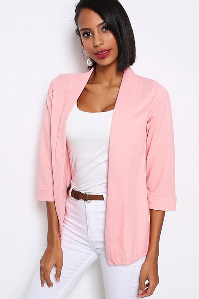 AVORWE Open Front Solid Color Blazer Jacket