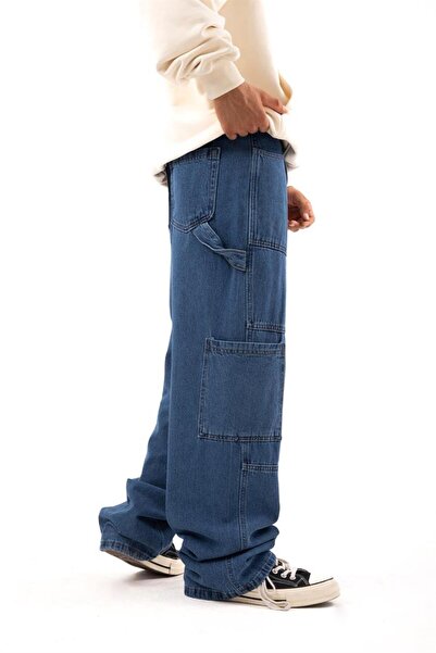 Flaw Wear Blue Baggy Jean with Pocket Detail