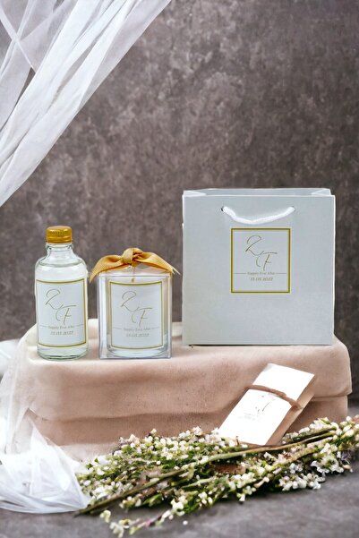 Tiem Concept Kişiye Özel Düğün& Nikah Şekeri Çantalı Kolonya Ve Bardak Mum Se...