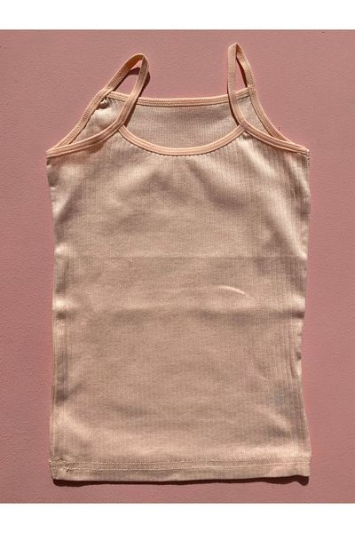 LEYNA BUTİK Girl's 12 Pieces Ribbed Rope Strap Lycra Cotton Undershirt