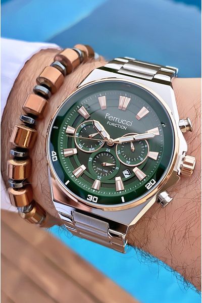 Ferrucci Ferruci Brand Rose Silver Color Inner Functions Active Men's Wrist Watch - Bracelet