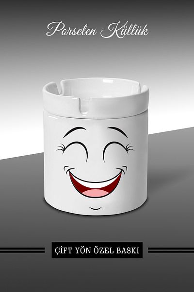 yhfoto Τασάκι με σχέδιο Emoji Face Expression C2 - Πορσελάνινο τασάκι - Επιτραπέζιο τασάκι