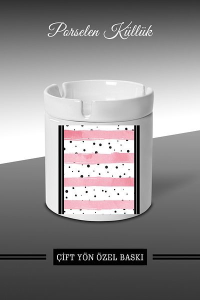yhfoto Scrumieră etnică din porțelan - PinkWhite Design - Scrumieră