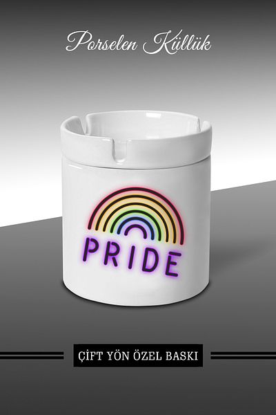 yhfoto Τασάκι Pride Neon Design - Πορσελάνινο Τασάκι - Επιτραπέζιο τασάκι