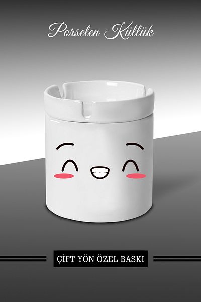 yhfoto Τασάκι με σχέδιο Emoji Face Expression D2 - Πορσελάνινο τασάκι - Επιτραπέζιο τασάκι