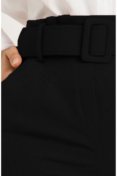 Aşkı Endam Large Size High Waist Skinny Leg Trousers with Balca Belt Gift - Black