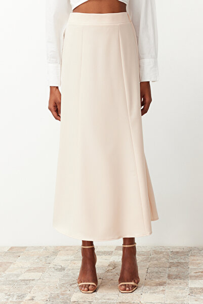 Trendyol Modest Κρεμ υφασμένη κρεπ ψαροφουστα TCTSS24EB00193