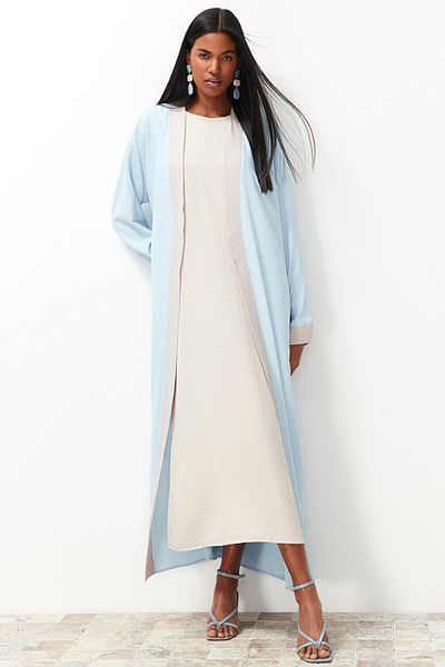 Trendyol Modest Blaue, lange einteilige Kappe ohne Kleid - Ferace/Abaya TCTSS24KF00009