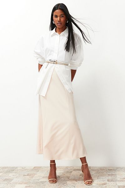 Trendyol Modest Krémszövésű krepp halszoknya TCTSS24EB00193