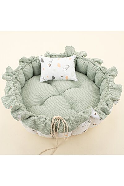 Yunikobaby Müslin Çift Taraflı Yuvarlak Babynest Bebek Yatak (Oyun Minderi ) ...