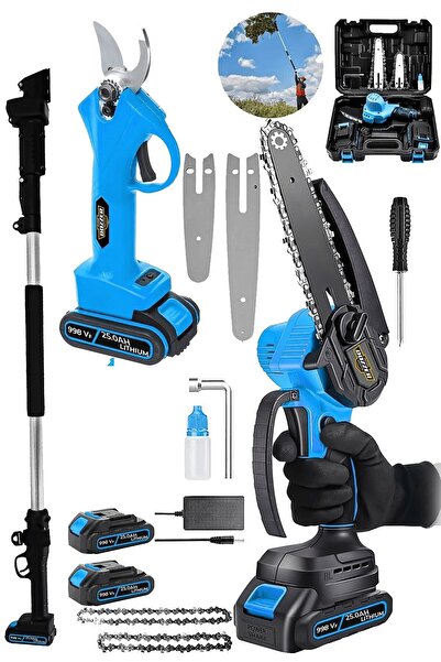 DOZZER Alman BL9999 25Ah Akülü Teleskopik 3Metre Şarjlı Ağaç Dal Kesme Budama...