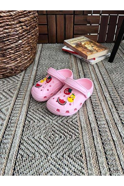 Behtah Kundura 6 Cross Jibbitz Fancy Gift - Closed Front Casual Sandals Slippers, Girls Boys