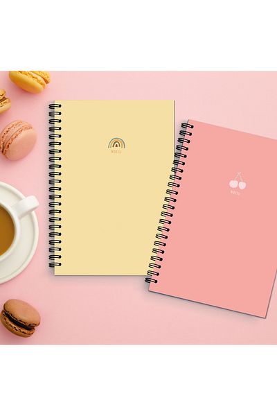 Smile Notes دفتر ملاحظات مدرسي حلزوني مقاس A5 مكون من 80 ورقة مكون من 2 - دفتر ملاحظات مبطن مقاس A5 مخطط