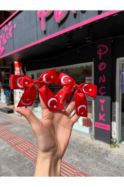 PONÇİK ACCESSORİES 23 April Buckle Red Bow Crescent Star Collet Buckle