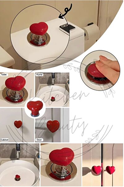 Kitchen Beauty Kalp Tasarımlı Klozet Basma Butonu Hijyenik Kalp Klozet Kapağı Kulpu