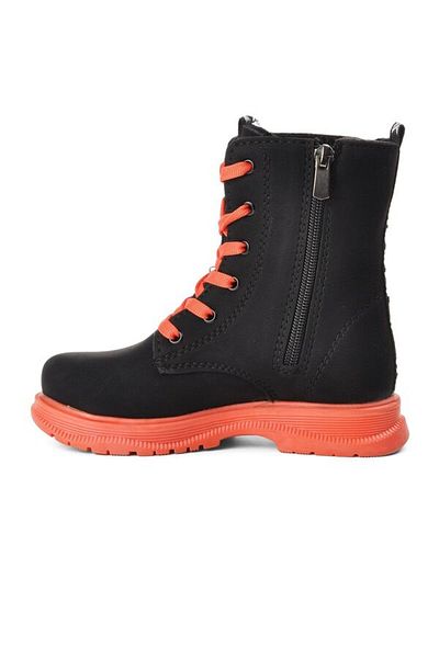 WALKWAY Black Orange Fur Lined Girl's Boots