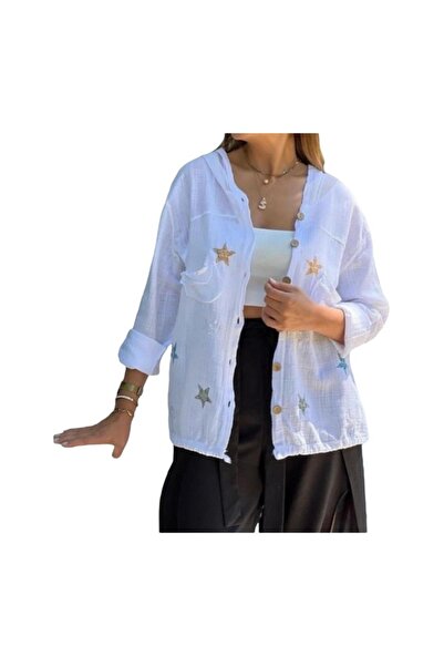 PHUTİ COLLECTION STAR HOODED MESH LINEN JACKET