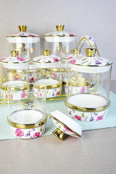 Paçi Evimsahane Leo Patterned Porcelain Glass Spice Set