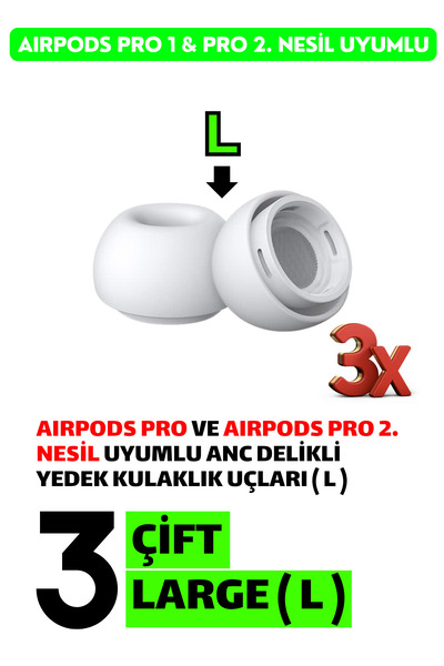 EWEC 3 Çift Large - Pro Ve Pro 2.nesil Uyumlu Anc Delikli Premium Yedek Silik...