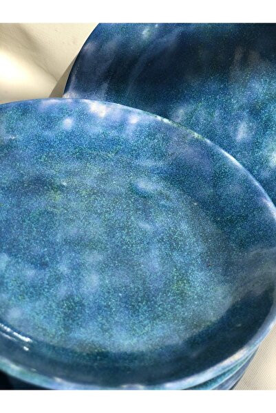 Tam Seramik 6'lı Mavi Tatlı Tabağı