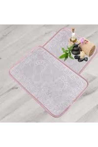 AYHOME Rectangular Mat with Footprint Non-Slip Special Base Bath Mat Pink Color Mat 40 X 60 Cm