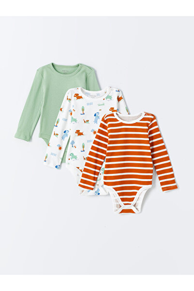 LC Waikiki LCW környakú, nyomott hosszú ujjú kapcsos test kisfiúnak - 3 darabos készlet