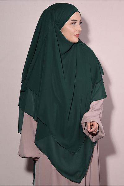 Ns nowascarf Chiffon Shawl Emerald Green with Souffle Khimar Veil