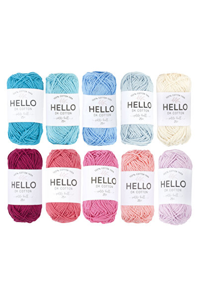 Hello 25 г, 10 штук натуральної бавовни Amigurumi та Punch нитки