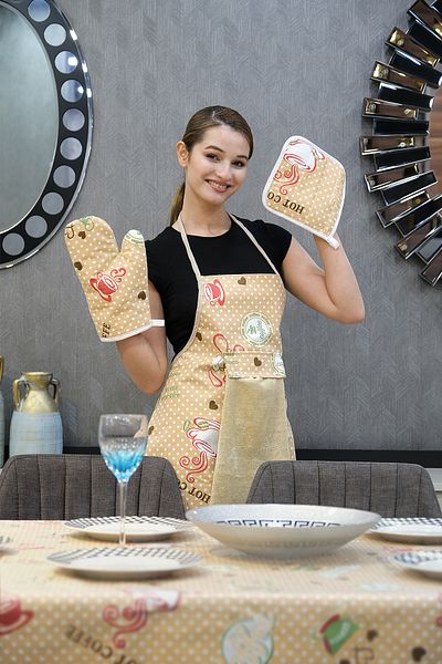 sevilya Комплект покривки и кухненски престилки, устойчиви на течности Damla Модели на покривки