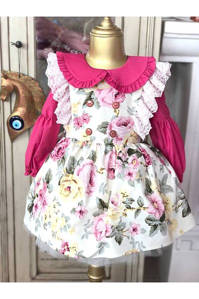 İPEKACOUTURE Rochie pentru copii cu cămașă mov cu modele florale