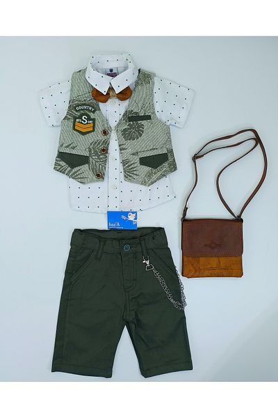 bebekpare Boy's Vest Top and Bottom Set with Bag