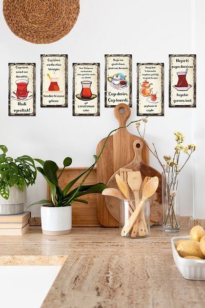 Wooden Factory Σετ 6 Mini Poster Tea Table για την ιδέα της κουζίνας
