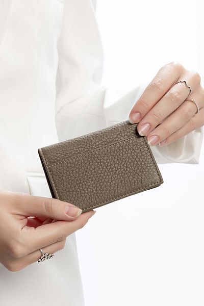 Tamer Tanca Women's Genuine Leather Beige Card Holder