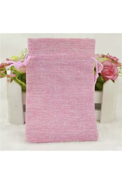 OZN TUHAFİYE Kese Pembe Renk Jüt Kumaş 7x9 Cm 10 Adet