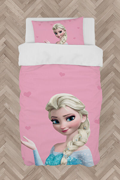 MEKTA HOME BEBEK VE ÇOCUK ODASI Pembe Elsa Desenli Nevresim Takımı