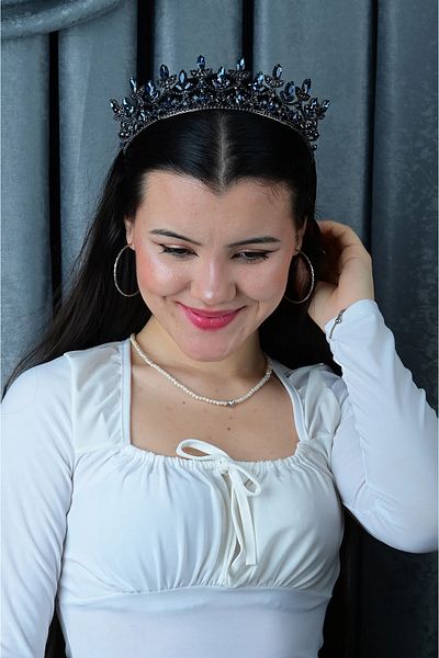Oren Turkey Navy blue colored Crystal Jewelled Engagement Henna Crown