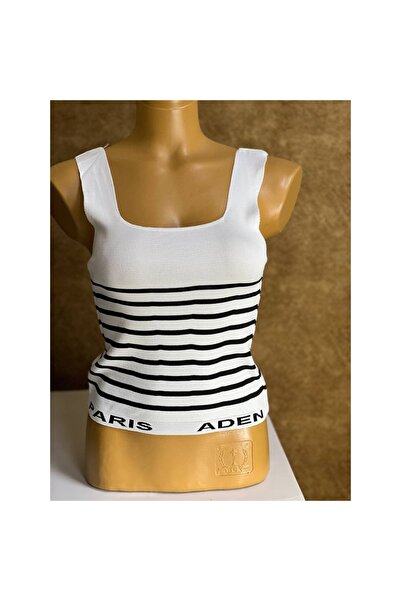 Bima Ticaret Γυναικείο ριγέ πλεκτό εσώρουχο με τετράγωνο λαιμό