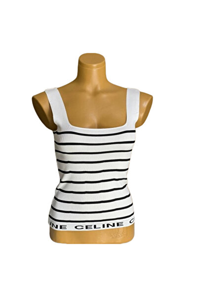 Bima Ticaret Women's Square Collar Striped Knitwear Undershirt