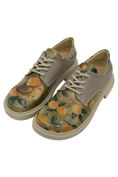 Dogo Pantofi casual de damă din piele vegană de culoare verde - design cu fructe
