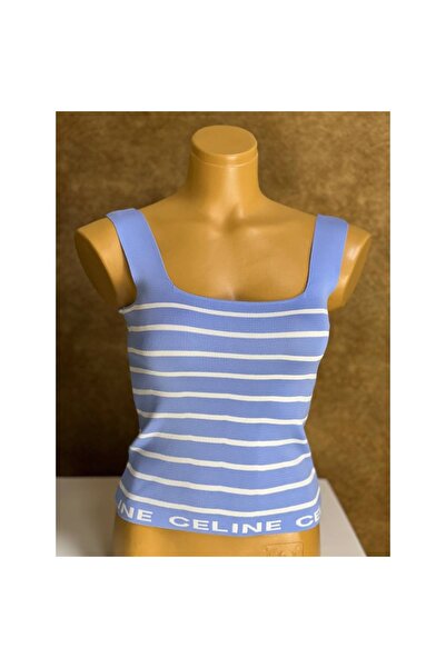 Bima Ticaret Γυναικείο ριγέ πλεκτό εσώρουχο με τετράγωνο λαιμό