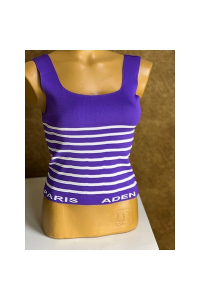 Bima Ticaret Women's Square Collar Striped Knitwear Undershirt