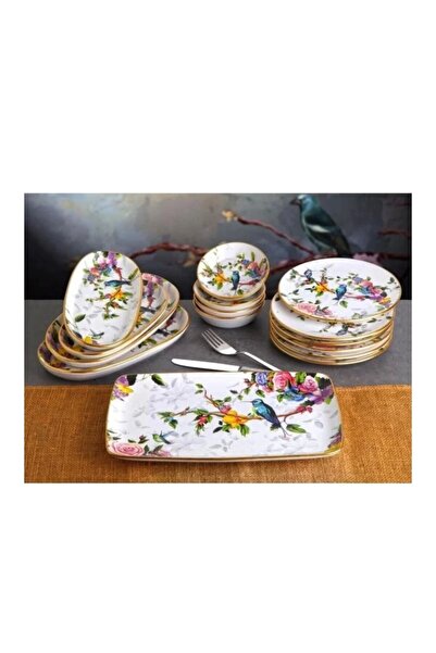 PORLİSTAN طقم أطباق إفطار سيراميك فلور 15 قطعة