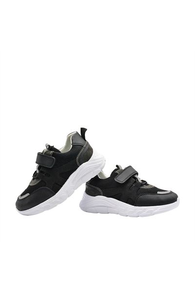 kids A more Apollon Leather and Air Mesh Detailed Ultra Light Boy's Sports Shoes Black
