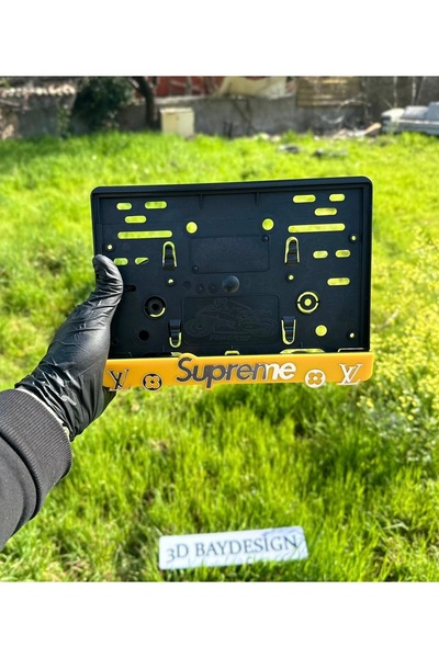3dbaydesign SUPREME MOTORSİKLET PLAKALIK (SARI)